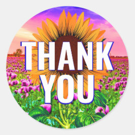 水彩ひまわり – フローラありがとうステッカー ラウンドシール
