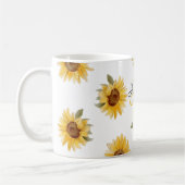 水彩ひまわり |フローラ名とモノグラムマグ コーヒーマグカップ (左)
