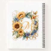 水彩ひまわり |フローラ名とモノグラムマグ ノートブック (裏面)