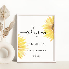 水彩ひまわり ブライダルシャワーのウェルカムサイン ポスター