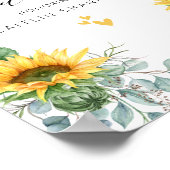 水彩ひまわり ブライダルシャワーのウェルカムサイン ポスター (角)