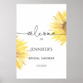 水彩ひまわり ブライダルシャワー ウェルカムサイン ポスター (正面)