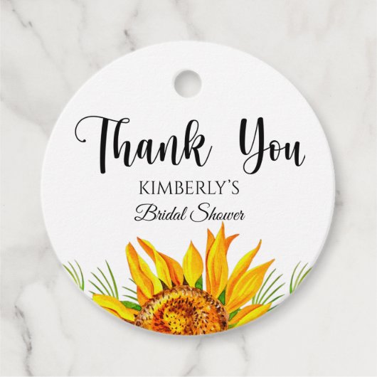 水彩ひまわり ブライダルシャワー プチギフトタグ フェイバータグ (正面)