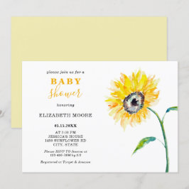 水彩ひまわり ベビーシャワー エレガント シンプル 招待状