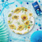 水彩ひまわり ペーパープレート (パーティー)