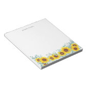 水彩ひまわり&ユーカリパーソナライズされた ノートパッド (アングル)