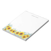 水彩ひまわり&ユーカリパーソナライズされた ノートパッド (回転)