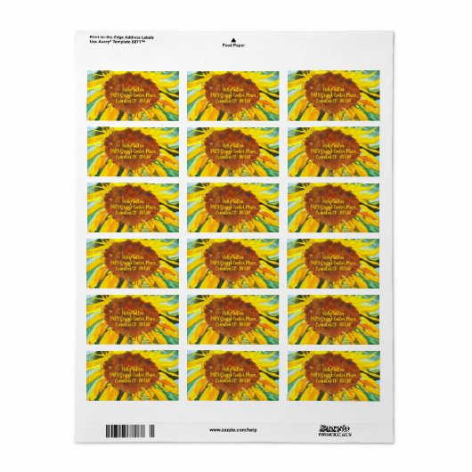 水彩ひまわり ラベル (フルシート)