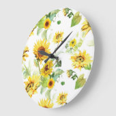 水彩ひまわり ラージ壁時計 (傾斜)
