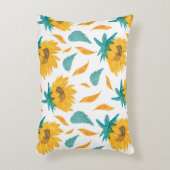水彩ひまわり:夏の植物プリント アクセントクッション (正面(垂直))