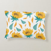 水彩ひまわり:夏の植物プリント アクセントクッション (裏面)