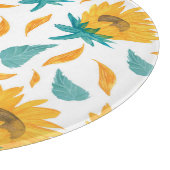 水彩ひまわり:夏の植物プリント カッティングボード (角)