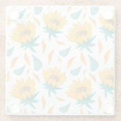 水彩ひまわり : 夏の植物プリント ガラスコースター (裏面)