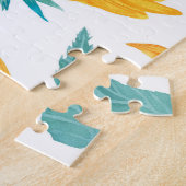 水彩ひまわり：夏の植物プリント ジグソーパズル (側面)