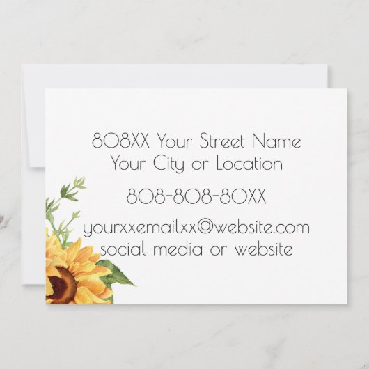 水彩ひまわり 招待状 (裏面)