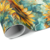 水彩ひまわり（淡） ラッピングペーパー (ロールコーナー)