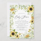 水彩ひまわり&緑ベビーシャワー 招待状 (正面)