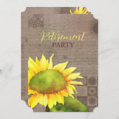 水彩ひまわり 退職パーティー 招待状 (正面/裏面)