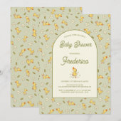 水彩ひよこベビーシャワー 招待状 (正面/裏面)