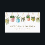 水彩ぶら下がった鉢植え子供部屋 名刺<br><div class="desc">この家素晴らし植物のビジネスぶら下がったカードで最初の印象を作る。それは熱帯植物の水色のイラストレーションを備えている，ハウスプラントとカラフルプランター上の多肉植物。名前、ビジネス名、Webサイト、電話番号などを追加してパーソナライズ。この植物の名刺は、子供部屋、ガーデンセンター、オンラインの植物販売者などに最適である。</div>