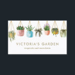 水彩ぶら下がった鉢植え子供部屋 名刺<br><div class="desc">この家素晴らし植物のビジネスぶら下がったカードで最初の印象を作る。それは熱帯植物の水色のイラストレーションを備えている，ハウスプラントとカラフルプランター上の多肉植物。名前、ビジネス名、Webサイト、電話番号などを追加してパーソナライズ。この植物の名刺は、子供部屋、ガーデンセンター、オンラインの植物販売者などに最適である。</div>