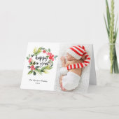 水彩ほおづきリース ハッピー・ニュー・イヤー写真 シーズンカード (正面)