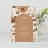 水彩ほこりっぽいオレンジ色のアイボリー茶色の花 招待状 (スタンド正面)