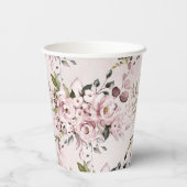 水彩ほこりっぽいバラアジサイDIY背景 紙コップ (裏面)