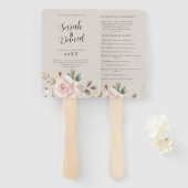 水彩ほこりっぽいバラピンク結婚ズのプログラム ハンドファン (正面&裏面)