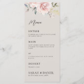 水彩ほこりっぽいバラピンク結婚ズ メニュー (正面)
