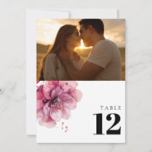 水彩ほこりっぽいバラフローラフォトテーブル番号