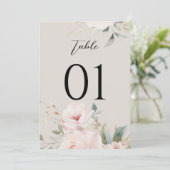水彩ほこりっぽいバラ結婚ピンクのテーブル番号 (スタンド正面)