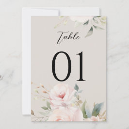 水彩ほこりっぽいバラ結婚ピンクのテーブル番号