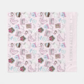 水彩ほこりっぽいピンクのクリスマス フリースブランケット (正面(横))