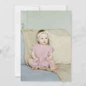 水彩ほこりっぽいピンクボウ写真1st誕生日パーティー 招待状 (裏面)