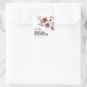 水彩ほこりっぽいピンク結婚フローラブライダルシャワー スクエアシール (バッグ)