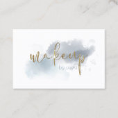 水彩ほこりっぽいブルーと金ゴールドメイクアップ 名刺 (正面)