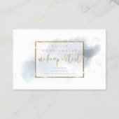 水彩ほこりっぽいブルーと金ゴールドメイクアップ 名刺 (裏面)