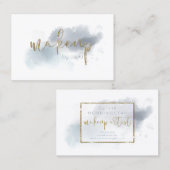 水彩ほこりっぽいブルーと金ゴールドメイクアップ 名刺 (正面/裏面)