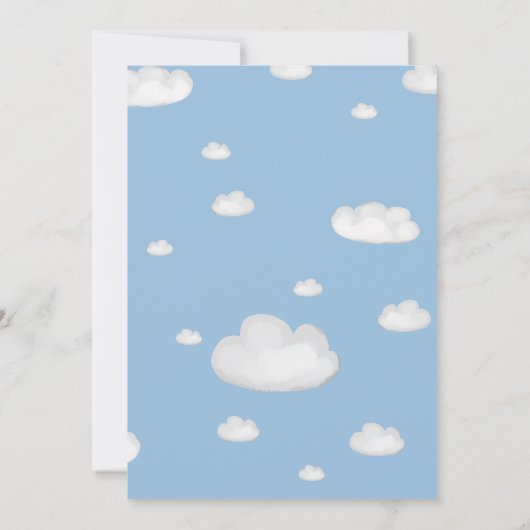 水彩ほこりっぽいブルーエレファントベビーシャワー 招待状 (裏面)