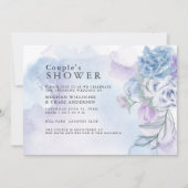 水彩ほこりっぽいブルーフローラシャワー 招待状 (正面)