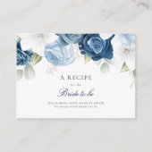 水彩ほこりっぽいブルーフローラブライダルシャワーレシピ エンクロージャーカード (正面)