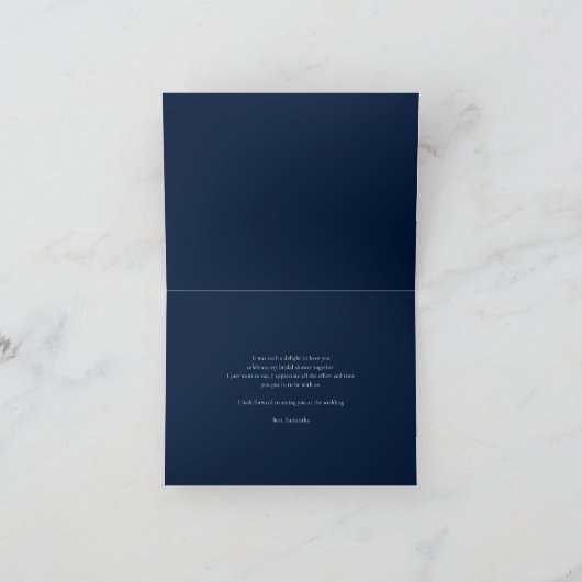 水彩ほこりっぽいブルーフローラブライダルシャワー サンキューカード (内部)