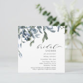 水彩ほこりっぽいブルーフローラブライダルシャワー 招待状 (スタンド正面)