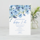 水彩ほこりっぽいブルーフローラブライダルシャワー 招待状 (スタンド正面)