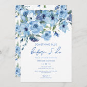 水彩ほこりっぽいブルーフローラブライダルシャワー 招待状 (正面/裏面)