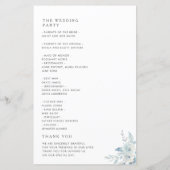 水彩ほこりっぽいブルーフローラ結婚式プログラム (裏面)