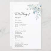 水彩ほこりっぽいブルーフローラ結婚式プログラム (正面/裏面)