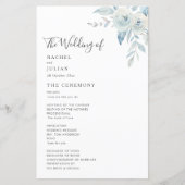 水彩ほこりっぽいブルーフローラ結婚式プログラム (正面)