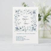 水彩ほこりっぽいブルーフローラ結婚式招待状 招待状 (スタンド正面)